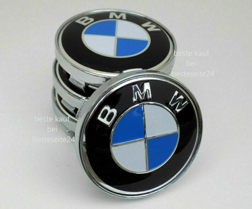 Produktbild von 4x Nabendeckel Für BMW (56mm) - Blau/weiß, Kunststoff, Einfach Zu Montieren