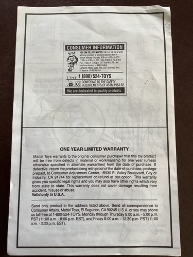 MATTEL COLLECTORS 1993 DR. BARBIE Doll Instructions Book - Picture 2 of 2