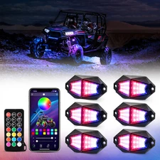 6Pods RGB LED Rock Lights Underbody Under Glow Lamp Offroad SUV Pickup Truck