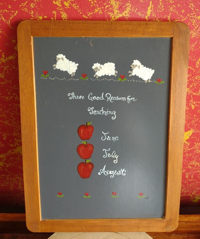 3 Reason for Teaching School Slate Wall Hanging Hand-painted Sheep Teacher Frame