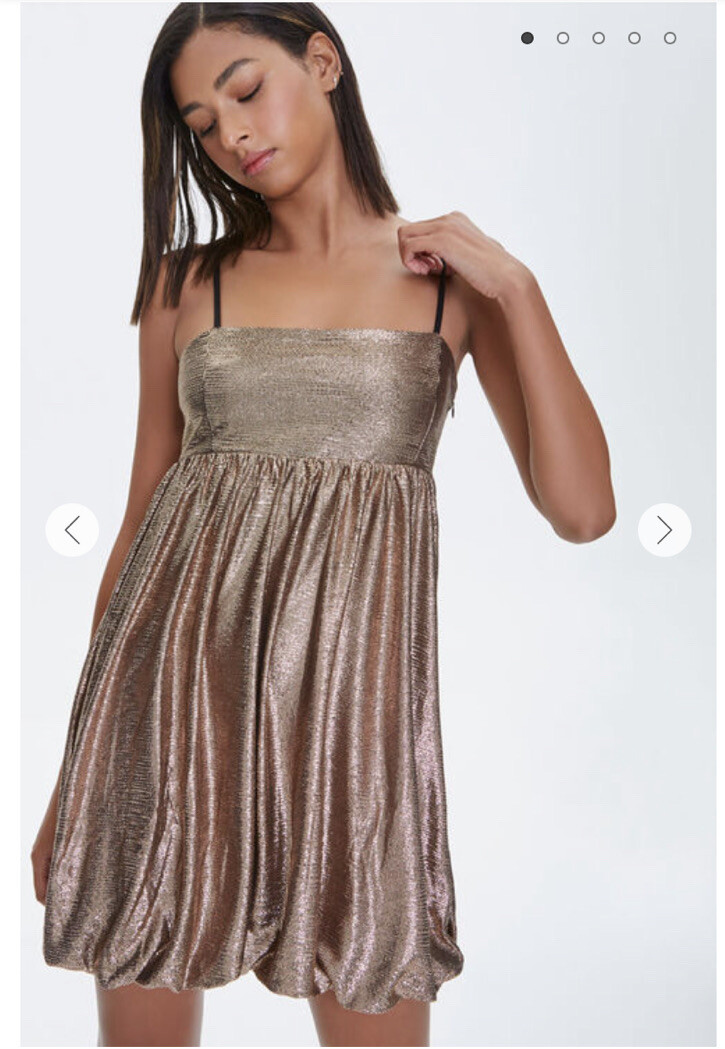 NWT Forever 21 Metallic Fit & Flare Rose Gold Knit Dress Medium M | eBay