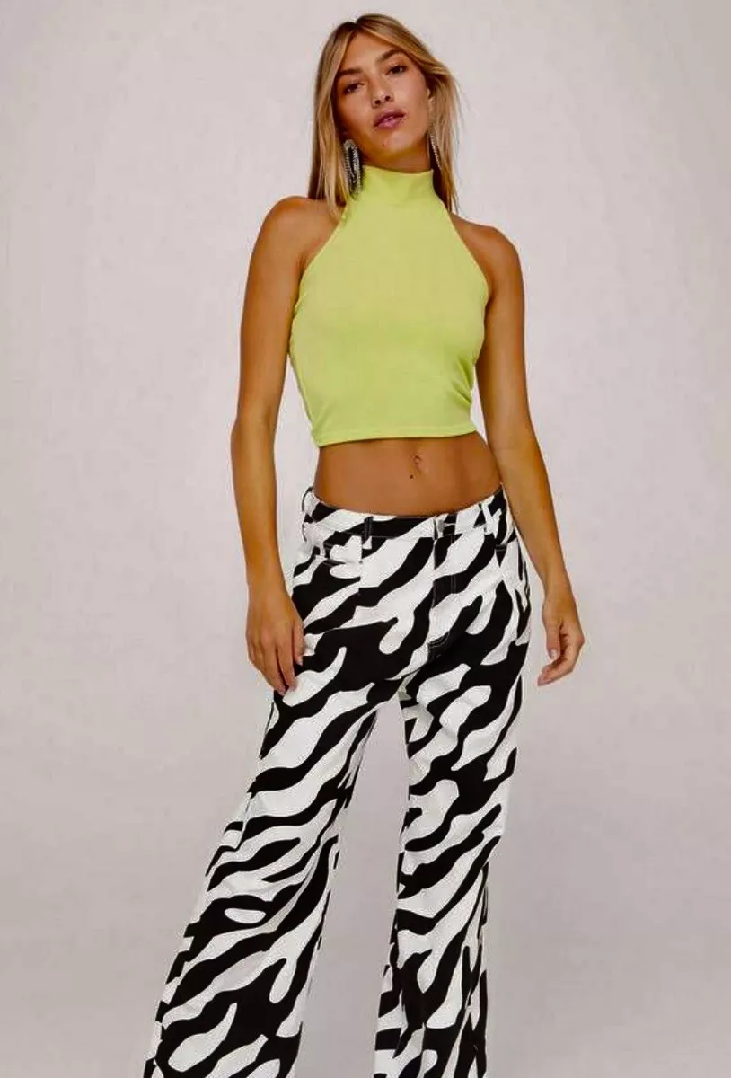 Lime green top high neck top