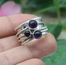 925 Silver Ring / Amethyst / Spinner Meditation Ring / Promise Rings / All Size