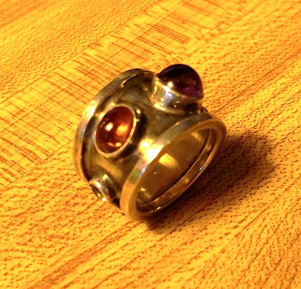 Unique Sterling Silver Ring set with Amethyst, Am… - image 5