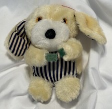 Vtg Dan Brechner Yellow Striped 6" Puppy Dog Hanging Hook  Loop Hands Hold On