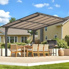 Hardtop Lean-To Gazebo Pergola, Freestanding Aluminum Awnings for Patio & Garden