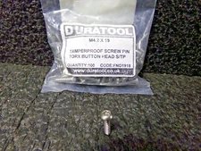 100 SS DURATOOL M4.2 X 19 TAMPERPROOF SCREW PIN TORX BUTTON HEAD S/TP (DC)