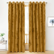 Thick Blackout Crushed Velvet Curtains Eyelet Ring Top Ready Made Pair Curtain