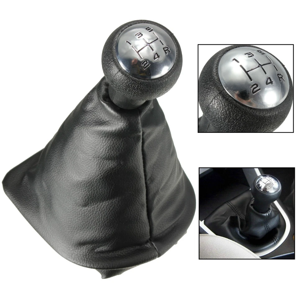 Palanca de cambios 5 velocidades + bota cuero PU negro para PEUGEOT 307 2001-2008 Foto 3 de 4
