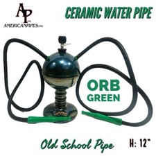 INHALE®️12" 2 HOSE CERAMIC HOOKAH WATER PIPE WITH A PULL STEM MADE IN THE USA