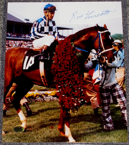 RON TURCOTTE SIGNED 8" X 10" SECRETARIAT HORSE CHAMPIONSHIP MINT