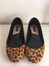 ZARA SHINY HEELED LEOPARD PRINT COURT SHOES MEDIUM HEEL SIZE US 6.5 EUR 37