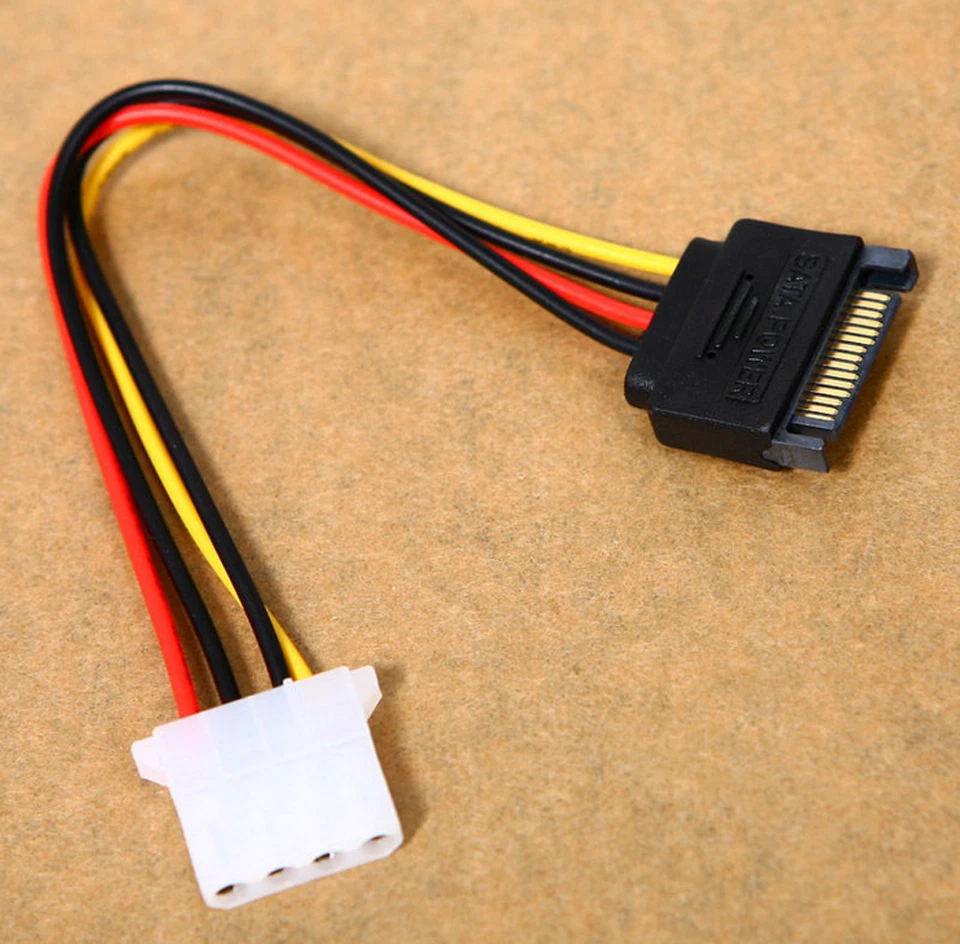 Male Female 4-pin Power Drive Adapter adaptor Cable to Molex IDE SATA 15-pin 1PC - Image 4 of 4