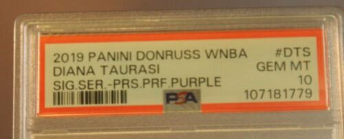 2019 DONRUSS WNBA - DIANA TAURASI SIGNATURE SERIES PRF PURPLE - PSA GEM MT 10 - Picture 7 of 11