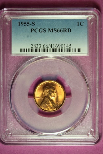 1955 S PCGS MS66 RD Lincoln Wheat Cent #B43700