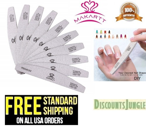 Makartt Zebra 10 Nail Files 100/100 Grit for Poly Boards Doubled Sides Washable