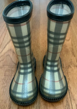 100 Authentic Burberry Classic Check Kids Rubber Rain Boots Size EU 26 US 8 1/2