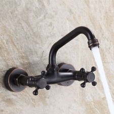 Bathroom Basin Faucet Kitchen Sink Swivel Wall Mixer Tap Dual Cross Handle ORB