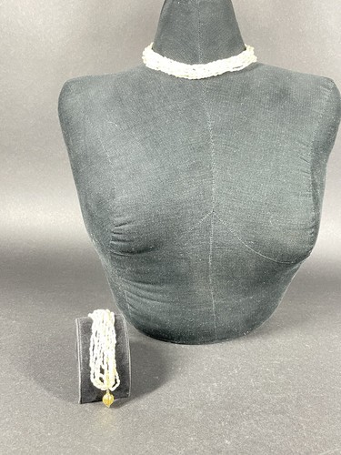 Beautiful Multi Strand Potato Pearl Necklace And Matching Bracelet Ball Clasp - Picture 2 of 9