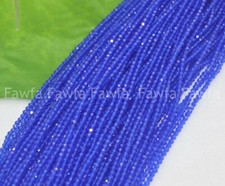 Wholesale 10 Strands 2MM Natural Blue Jade Gems Faceted Round Loose Beads 15"
