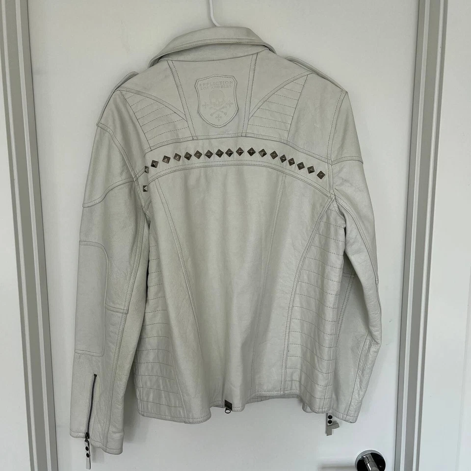 Affliction Limited Edition White Leather Jacket – Men's Size L - Image 3 of 4