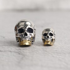 Handmade Gothic Skeleton Open Mouths Sterling Silver Skull Beads Bracelets Charm