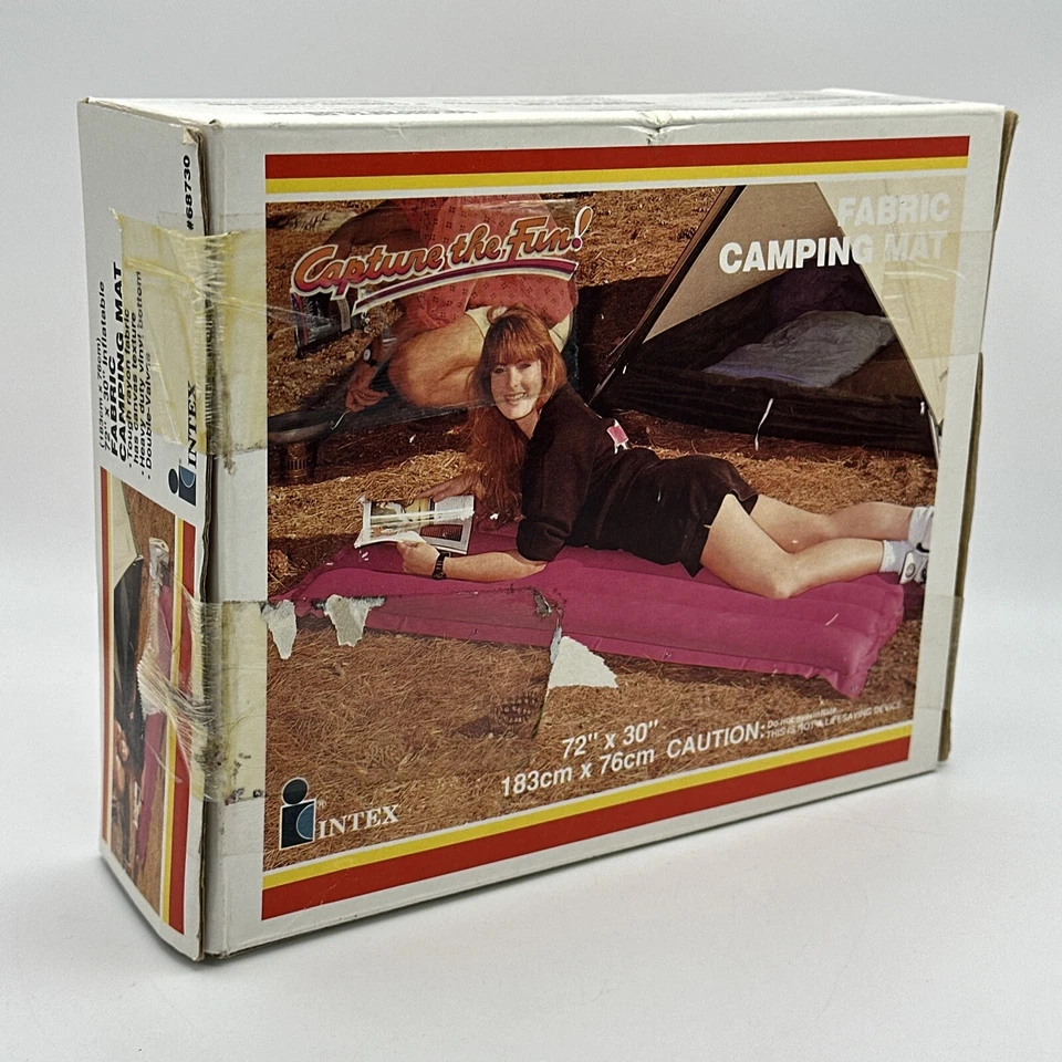 VTG Intex Fabric Camping Air Mattress 72" x30" 1988 Pink 80s Retro Heavy Durable - Image 4 of 4