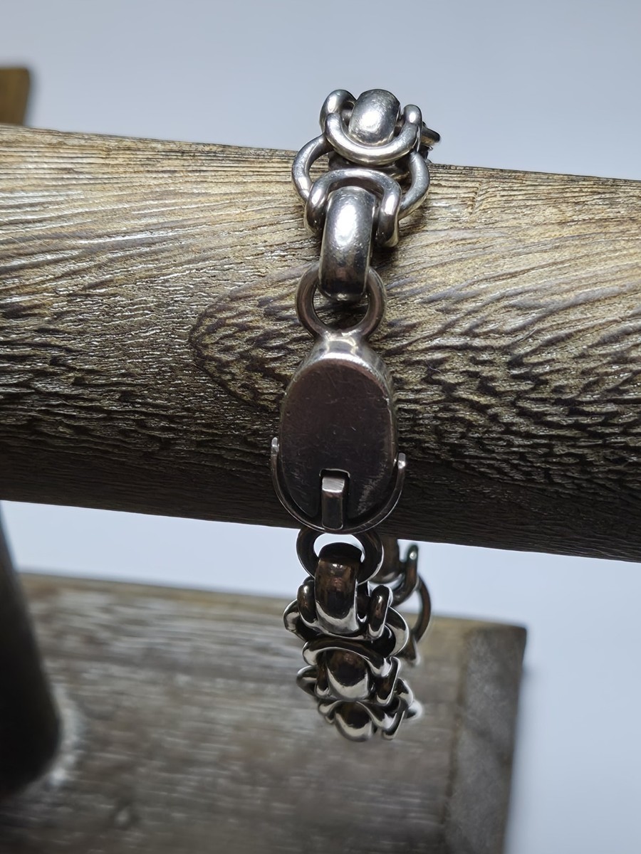 アクセサリー Vintage Mexican Silver Oval Bracelet 925 Vintage Taxco Mexico .925 Sterling Silver Round & Oval Links