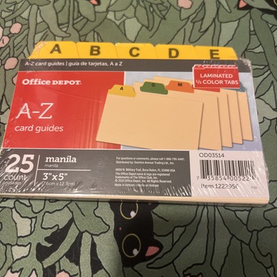Office Depot Brand A-Z 3'' x 5'' Poly Index Card Guide Set, Set Of 25 Cards