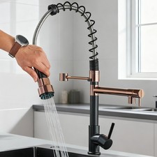 Black Rose Gold Kitchen Sink Faucet Pull Down Sprayer Single Handle Mixer Tap