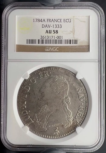 1784 A France ECU Silver NGC AU58 - Lustrous Beauty!