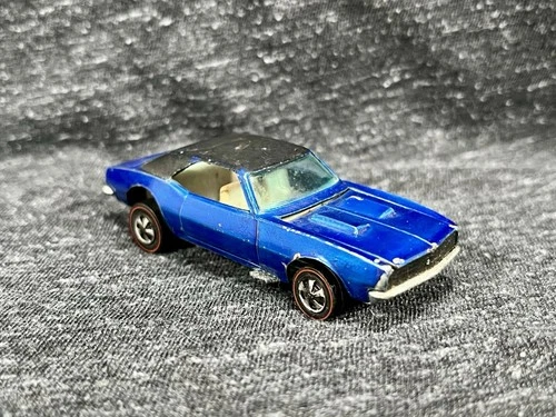Vintage Hot Wheels Redline 1968 Custom Camaro Blue With White Interior HK