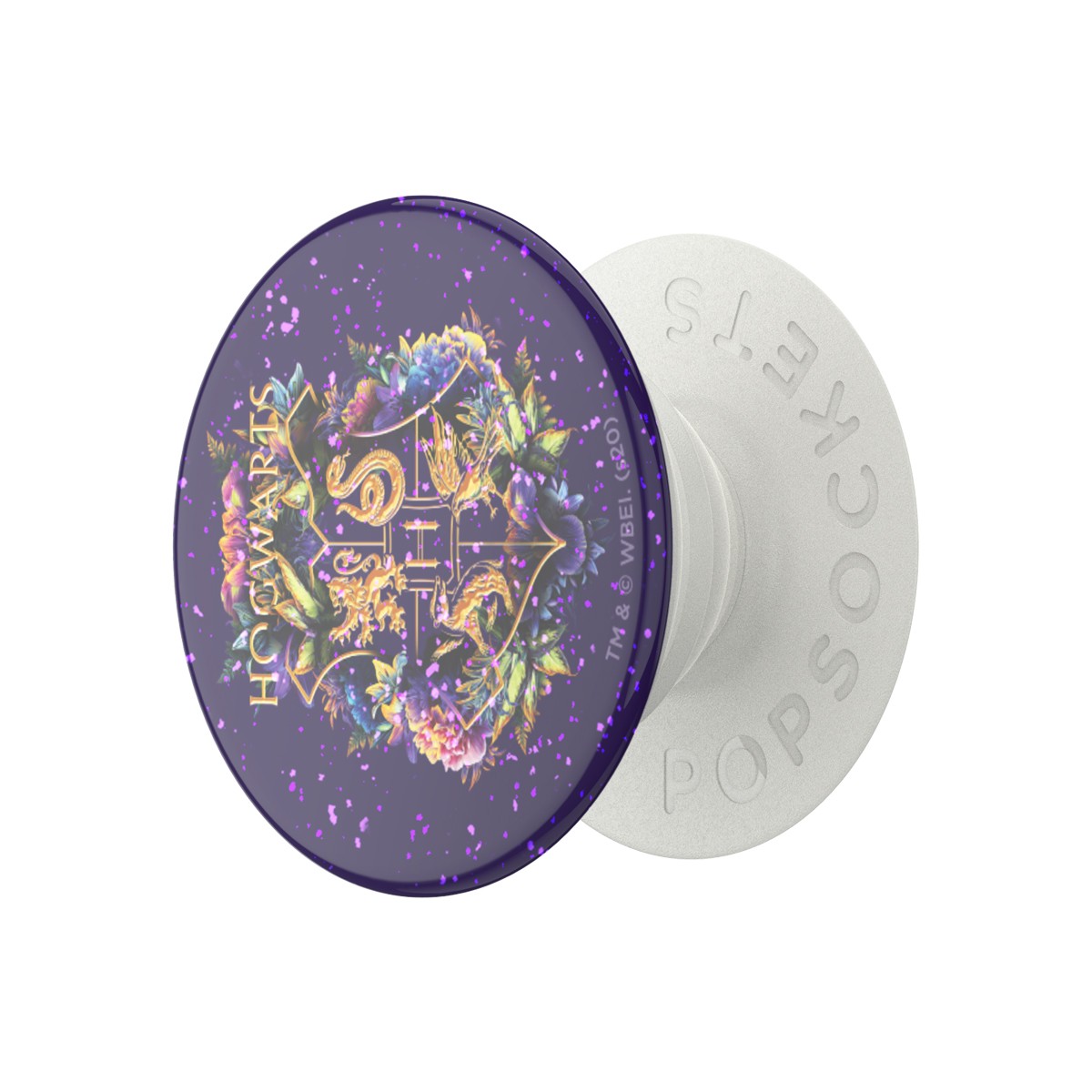 Support Pop Grip Hogwarts pour Smartphone Design Floral Pailleté Amovible