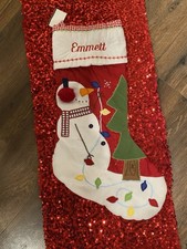 POTTERY BARN KIDS RED SNOWMAN with LIGHTS CHRISTMAS STOCKING NO NAME