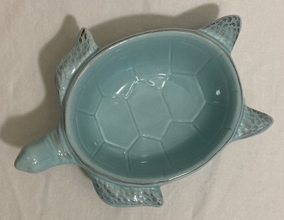 Unbranded Turquiose Distressed Ceramic Turtle Soap Dish 7 x 6 x 2  VINTAGE-EUC