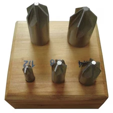 Westward 21Ml13 Countersink Set, 5 Pc, 3 Fl, 82 Deg, Hss