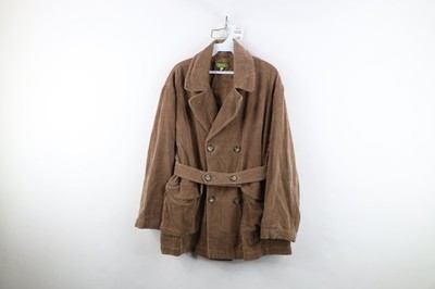 Vintage 90s Y2K Esprit Womens Small Babydoll Belted Corduroy Jacket Coat Brown
