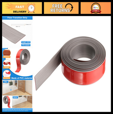 Self-Adhesive Floor Transition Strip 2'' x 16.5ft - Durable PVC Edging for Gaps,