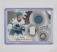 MACKLIN CELEBRINI 2024-25 SP Game Used-  Rookie Game Gear 7/25. Tri-colour patch