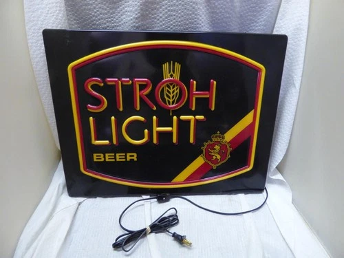 VINTAGE STROH'S LIGHT BEER NEO-NEON LIGHT UP SIGN  NEW