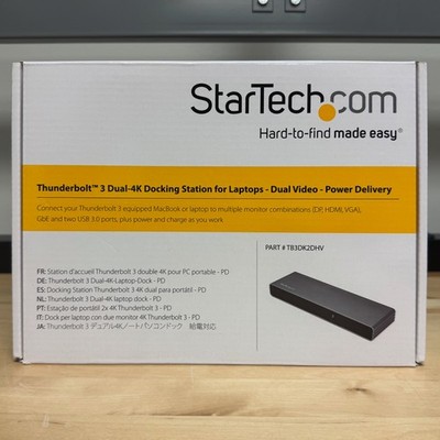 StarTech Thunderbolt 3 Dual 4K 60Hz Monitor Docking Station TB3DK2DHV 