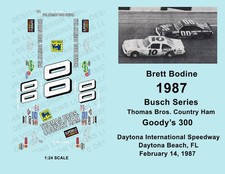 1987 - 1:24 Scale Waterslide Decals - #00 BRETT BODINE - BUSCH SERIES - DAYTONA