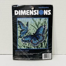 1998 VTG Dimensions Butterfly Duo Needlepoint Kit Colorful 5" x 5"