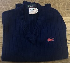 Lacoste Izod Vintage Navy Blue Knit Sweater Youth Size 18 1970s Red Alligator