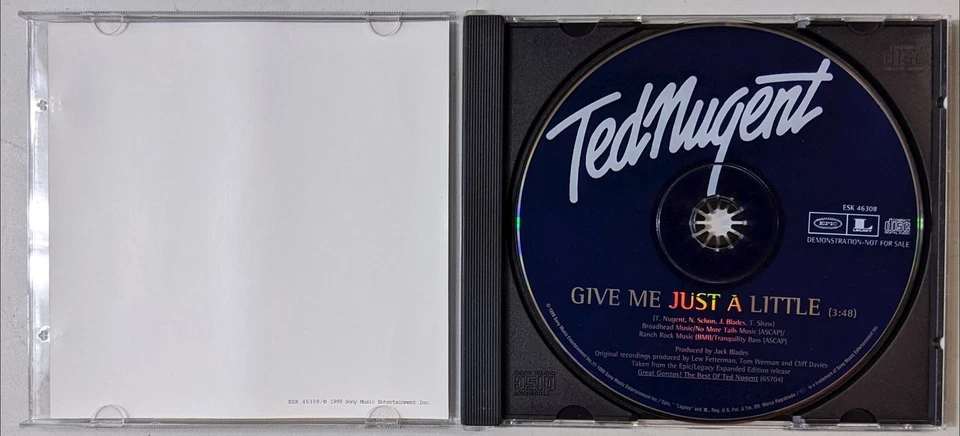 CD Ted Nugent Give Me Just A Little 1999 Single Promo Music Album Original Rare Foto 3 de 3