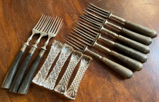 Cut Glass heavy crystal knife rests, handmade antique vintage forks FREE UK POST