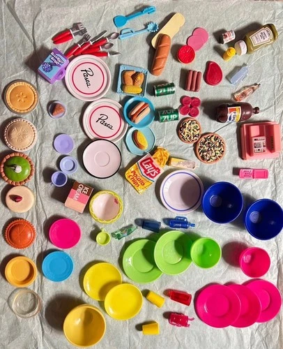 VTG Barbie & Tyco Kitchen Littles Food, Drinks, Desserts, Plates & Accessories