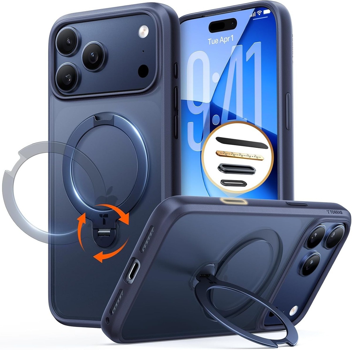 TORRAS iPhone 17 Pro Max 用 ケース 真夜中ブルー TORRAS iPHONE 17 PRO MAX CASE with STAND MAGSAFE BLUE TRANSLUCENT