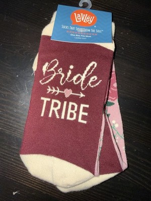 Lavley Bride Tribe Ankle Socks Floral Pattern Burgundy Cream Pink Green Wedding