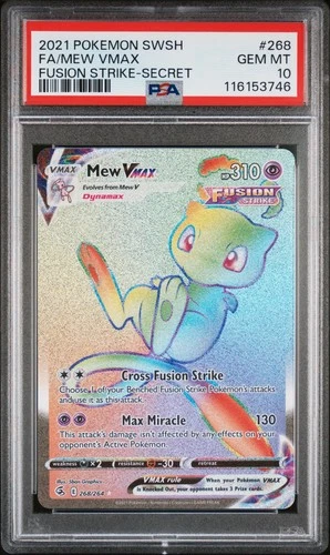 2021 POKEMON SWORD & SHIELD FUSION STRIKE SECRET #268 FULL ART/MEW VMAX PSA 10